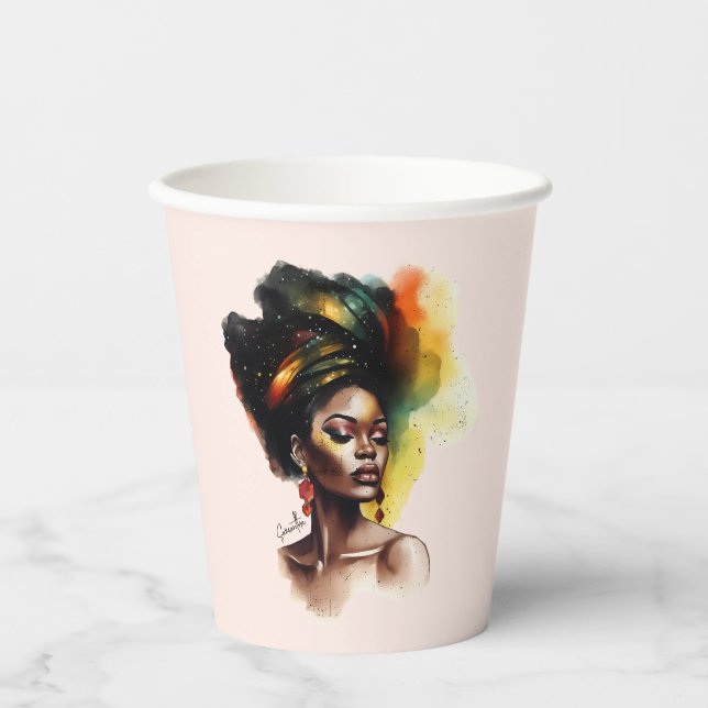 Empowered African-American Woman (2) Paper Cups (Front)