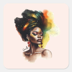 Empowered African-American Woman (2) Square Sticker