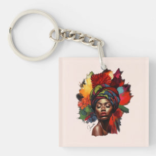 Empowered African-American Woman Key Ring