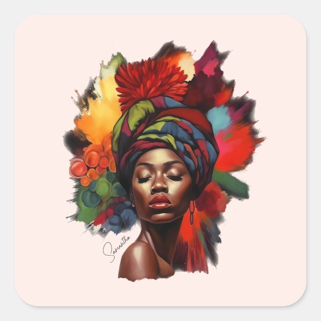 Empowered African-American Woman Square Sticker (Front)