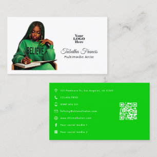 Empowered Afro Black Woman Boss Art Business Card