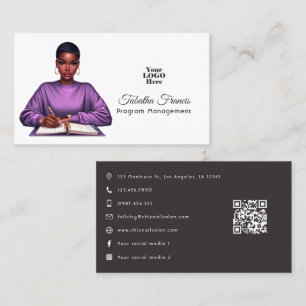 Empowered Afro Black Woman Boss Leadership Art Business Card