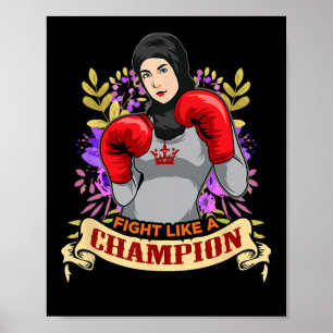 Empowered Arab Hijab Woman Boxing Kickboxing Girl  Poster