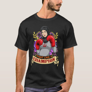 Empowered Arab Hijab Woman Boxing Kickboxing Girl T-Shirt