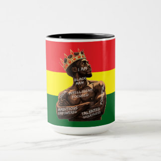 Empowered Black Man Crown Design with Affirmations Mug