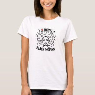 Empowered Black Woman Afro Floral Sparkles T-Shirt