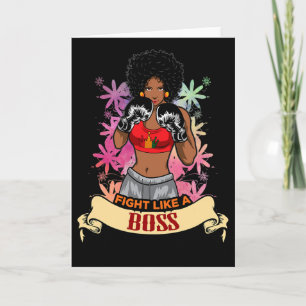 Empowered Black Woman Boxing Magic Kickboxing Girl Card