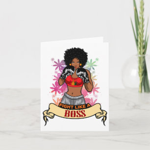 Empowered Black Woman Boxing Magic Kickboxing Girl Card