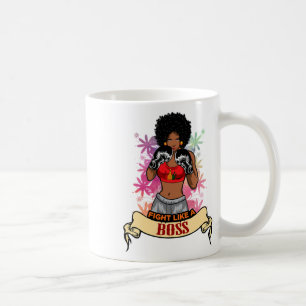 Empowered Black Woman Boxing Magic Kickboxing Girl Coffee Mug