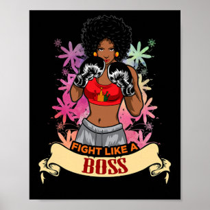 Empowered Black Woman Boxing Magic Kickboxing Girl Poster