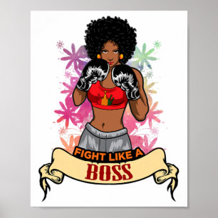 Empowered Black Woman Boxing Magic Kickboxing Girl Poster