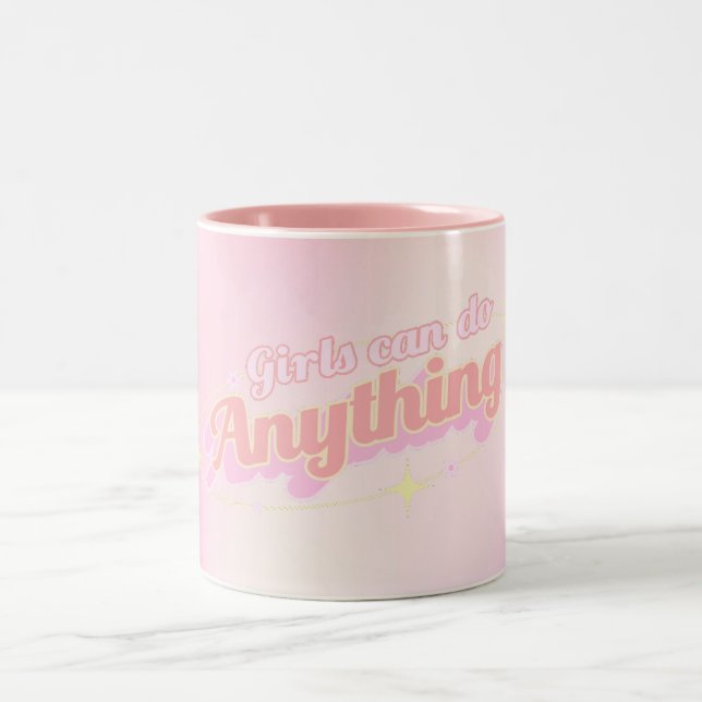 Empowered Girls Club: Girls Can Do Anything Two-Tone Coffee Mug (Center)