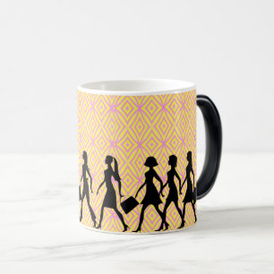 Empowered Steps: Walking Woman Silhouette Magic Mug