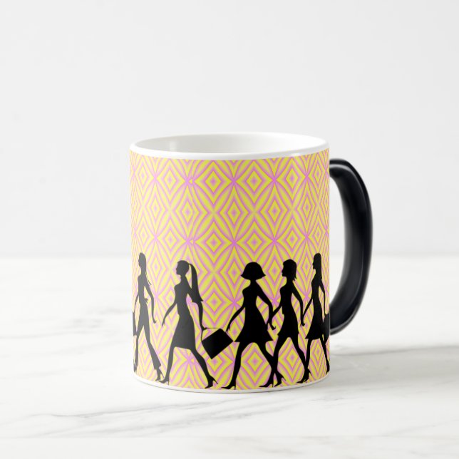 Empowered Steps: Walking Woman Silhouette Magic Mug (Front Right)