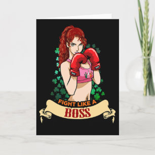 Empowered Strong Irish Woman Boxing Kickboxing Gir Card