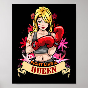 Empowered Strong Woman Boxing Kickboxing Girl Fitn Poster