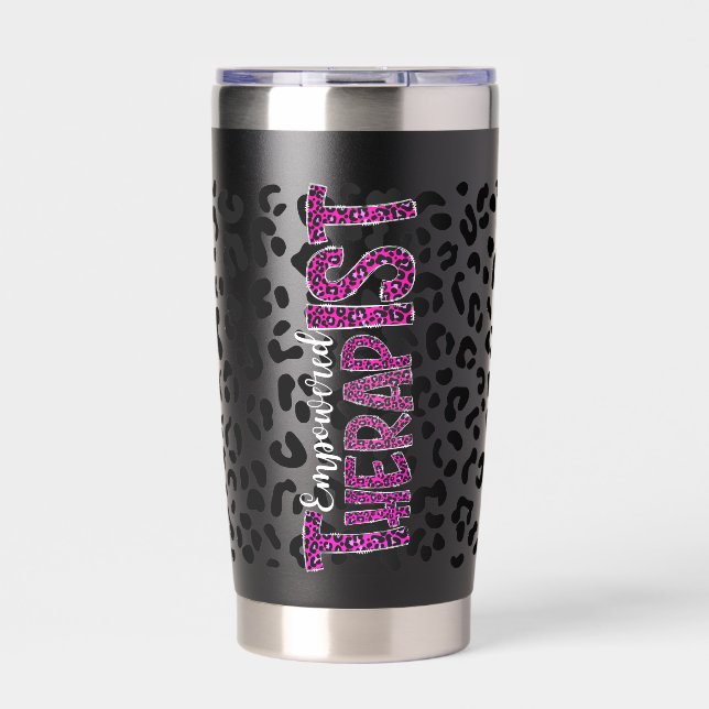 Empowered Therapist Modern Leopard Print Cheetah  Insulated Tumbler (Front)