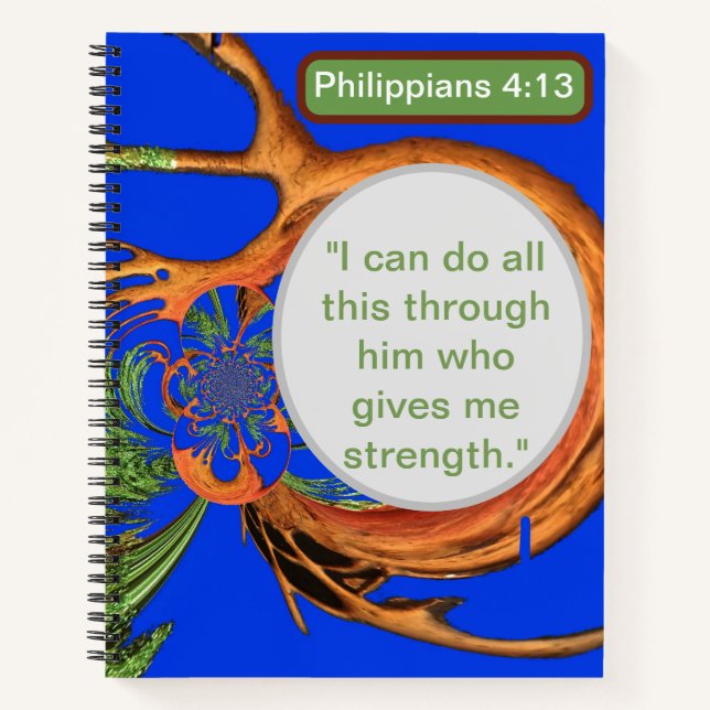 Empowered Under the Acacia: Philippians 4:13 Brown Notebook (Front)