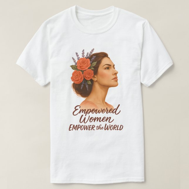 Empowered Woman with Floral T-Shirt (Design Front)