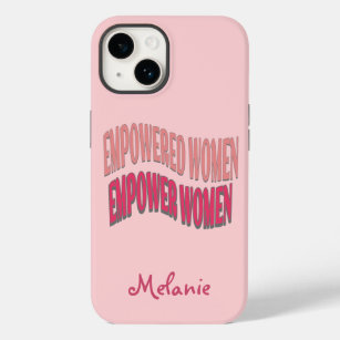 Empowered women empower quote peach red text pink Case-Mate iPhone 14 case