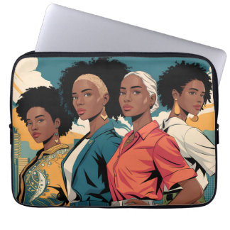 Empowered Women in Urban Fashion Laptop Sleeve