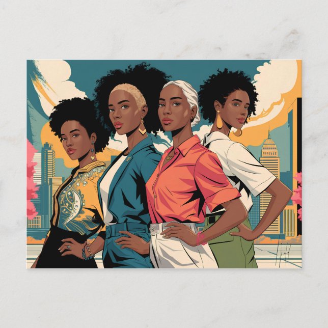 Empowered Women in Urban Fashion Postcard (Front)