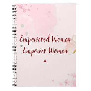 Empowered Women Pink Watercolor Floral Women's Day Notebook