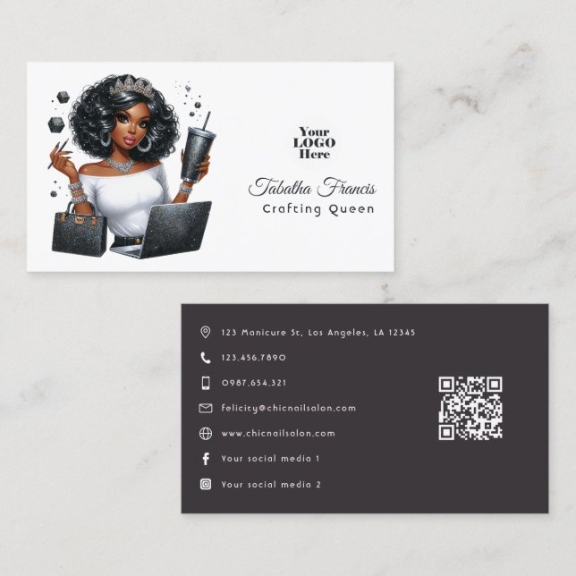 Empowering African American Crafting Queen Design Business Card (Front/Back)