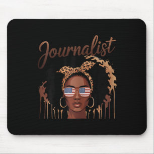 Empowering Black Journalist Bold Afro Portrait  Mouse Mat