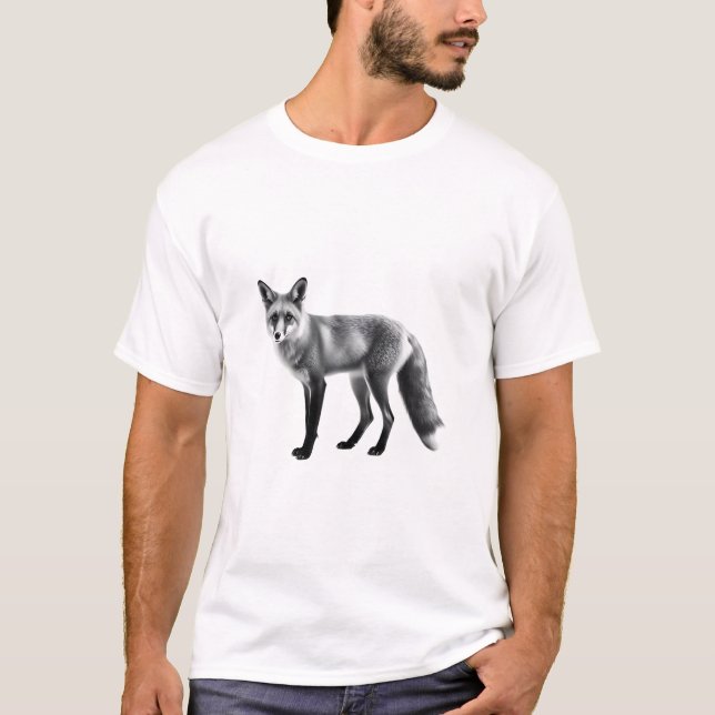 Empowering Black & White Fox T-Shirt (Front)