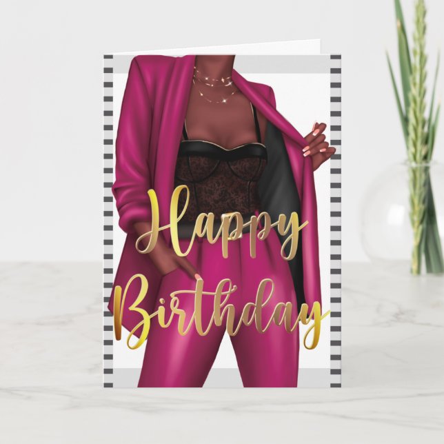 Empowering Black Women 'Girl Boss' Birthday Card (Front)
