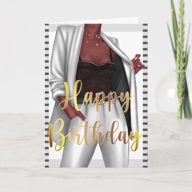 Empowering Black Women 'Girl Boss' Birthday Card (Front)