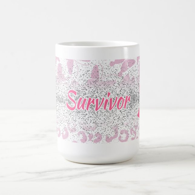 Empowering Pink Ribbon Design Coffee Mug (Center)