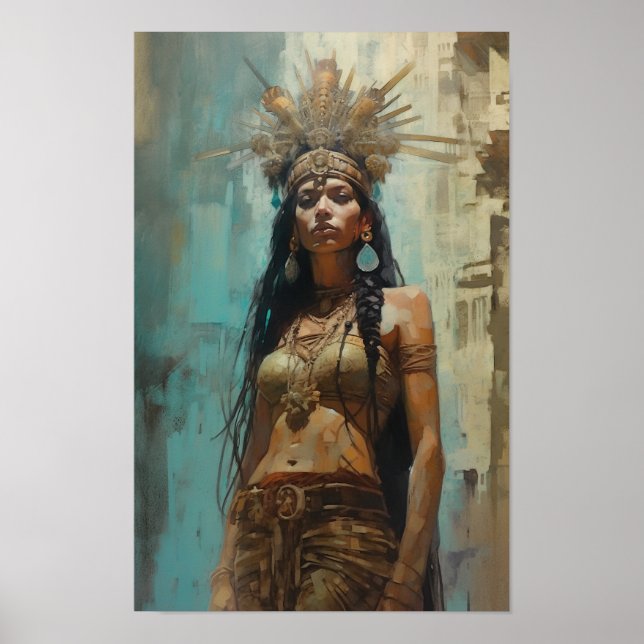 Empowering Warrior Woman Poster - Inspirational Ar (Front)