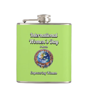 Empowering Women. International Women's Day. Hip Flask