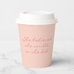 Empowering Workday Coffee Takeaway Chic Pink White Paper Cups