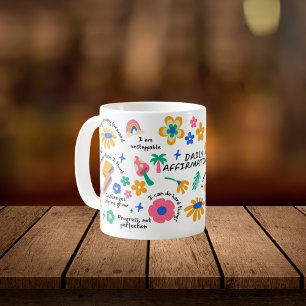 Empowerment Retro Gift, Groovy Floral Affirmation Coffee Mug