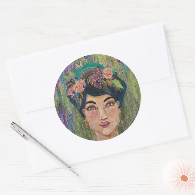 Empress Amethyst Asian Noblewoman Queen Classic Round Sticker (Envelope)