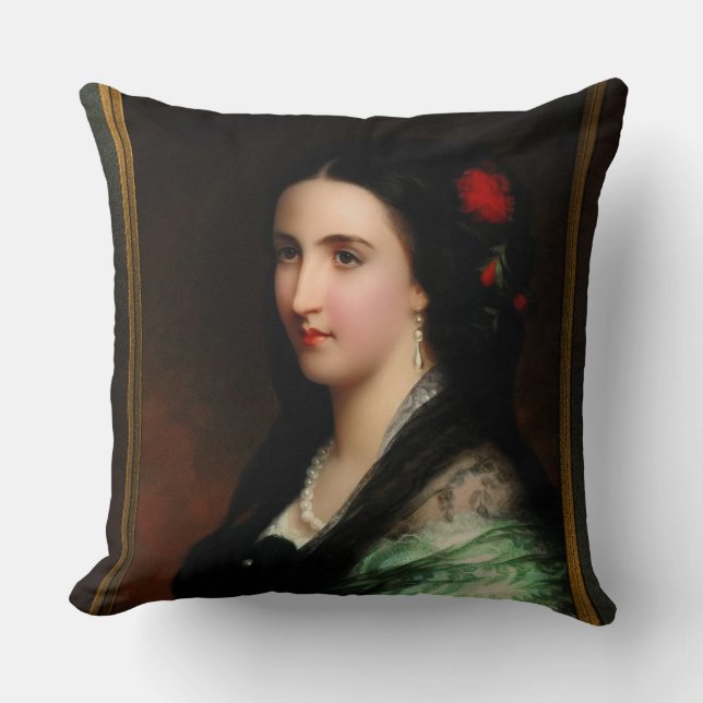 Empress Carlota of Mexico by Hermann Winterhalter Cushion (Front)
