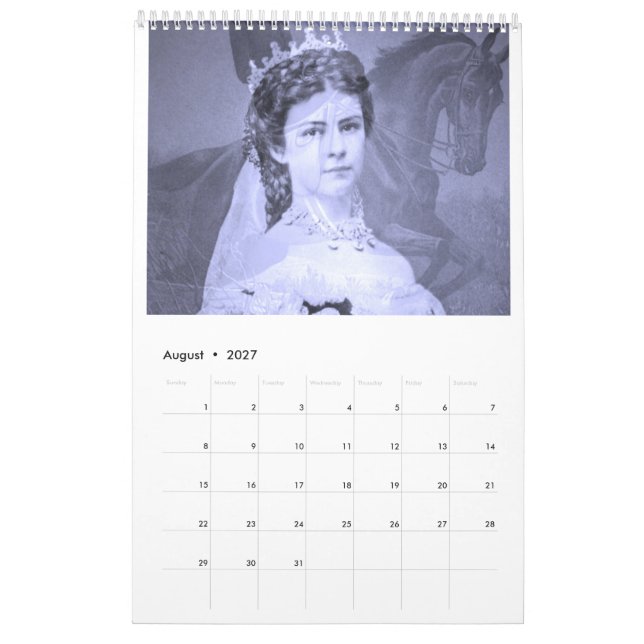 Empress Elisabeth of Austria - Sisi Calendar (Aug 2027)