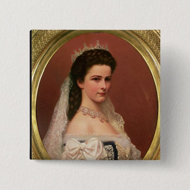Empress Elizabeth of Bavaria  in Hungarian 15 Cm Square Badge (Front)