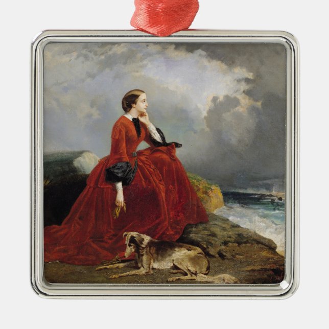 Empress Eugenie  at Biarritz, 1858 Metal Tree Decoration (Front)