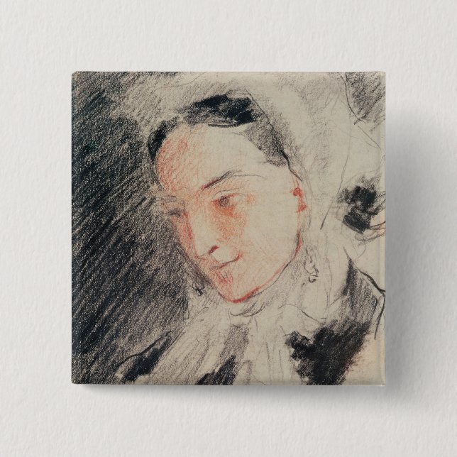 Empress Eugénie (black & red chalk) 15 Cm Square Badge (Front)