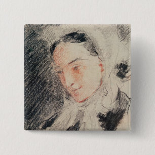 Empress Eugénie (black & red chalk) 15 Cm Square Badge