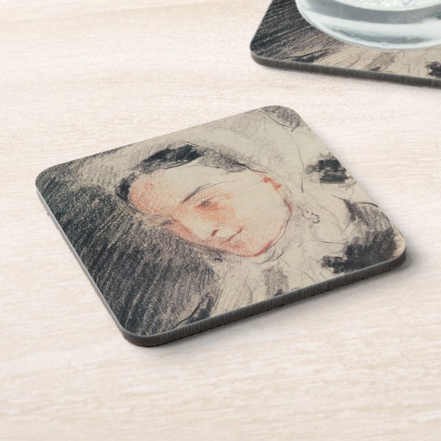 Empress Eugénie (black & red chalk) Coaster (Left Side)