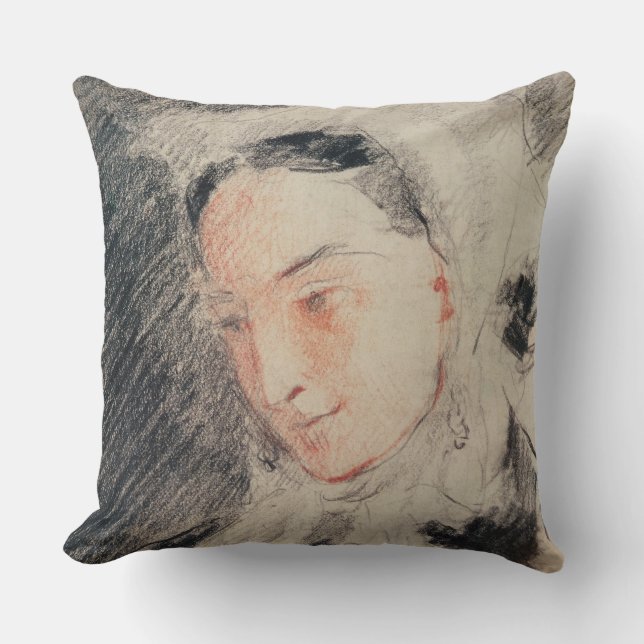Empress Eugénie (black & red chalk) Cushion (Front)
