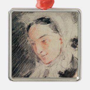 Empress Eugénie (black & red chalk) Metal Tree Decoration