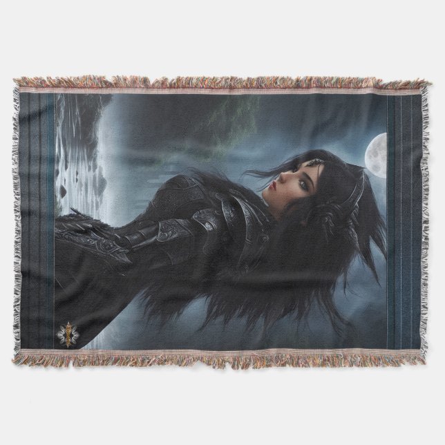 Empress Vampire Hunter AI Concept Art by Xzendor7 Throw Blanket (Front)