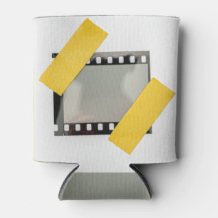 Empty 35mm film frame, yellow strips. can cooler