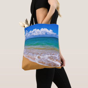 Empty Beach And Blue Waters Tote Bag